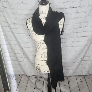Nordstrom Rack Black Frayed Edge Scarf